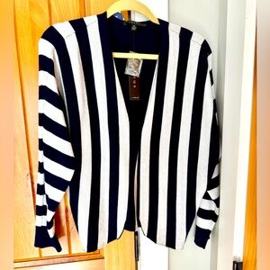 NWT Cyrus navy blue open front cropped cardigan